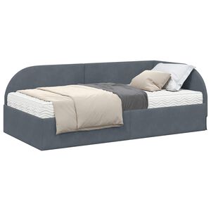 vidaXL Eckbettgestell mit Matratze 2 stk. Dunkelgrau 80 x 200 cm Samt