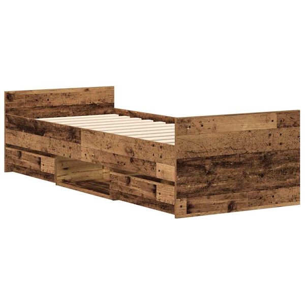 vidaXL Bettgestell ohne Matratze Altholz-Optik 90x190cm Holzwerkstoff
