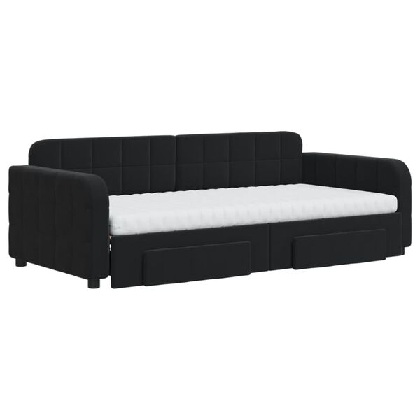 vidaXL Tagesbett Ausziehbar mit Schubladen Schwarz 90x190 cm Samt