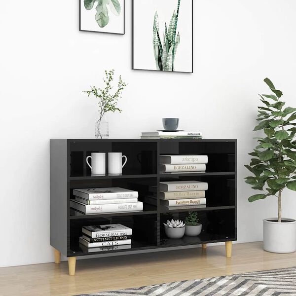 vidaXL Sideboard Hochglanz-Schwarz 103,5x35x70 cm Holzwerkstoff