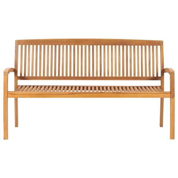 vidaXL Gartenbank 3-Sitzer Stapelbar 159 cm Massivholz Teak