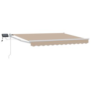 vidaXL Manuelle Gelenkarmmarkise mit LEDs Beige und Wei&szlig; 3,5 x 2 m