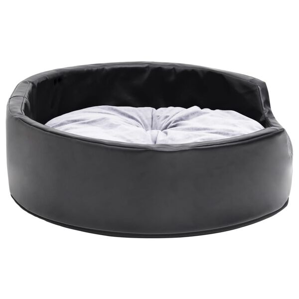 vidaXL Hundebett Schwarz-Grau 69x59x19 cm Plüsch und Kunstleder