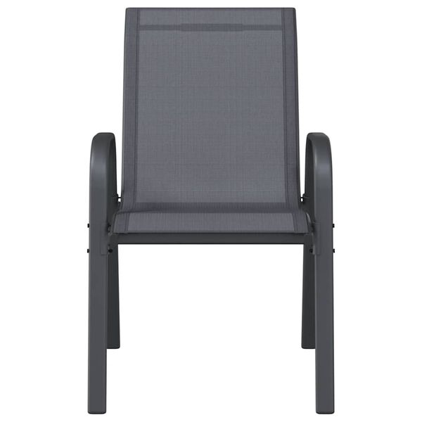 vidaXL Stapelbare Gartenst&uuml;hle 2 Stk. Grau Textilene
