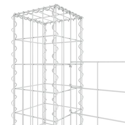 vidaXL Gabionenkorb U-Form mit 4 Säulen Eisen 380x20x150 cm
