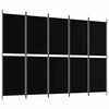 vidaXL 5-tlg. Paravent Schwarz 250x180 cm Stoff