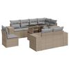 vidaXL 9-tlg. Garten-Sofagarnitur mit Kissen Beige Poly Rattan
