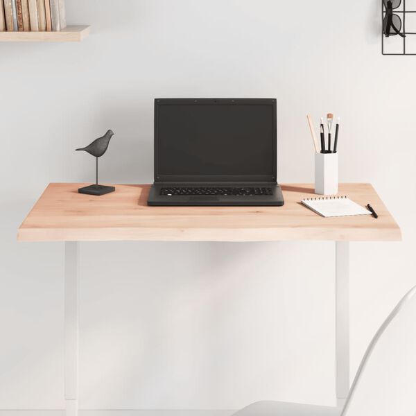 vidaXL Tischplatte 80x60x2 cm Massivholz Eiche Unbehandelt Baumkante