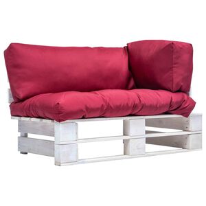 vidaXL Garten-Palettensofa mit Kissen in Rot Kiefernholz