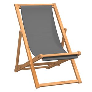 vidaXL Strandstuhl Klappbar Massivholz Teak Grau