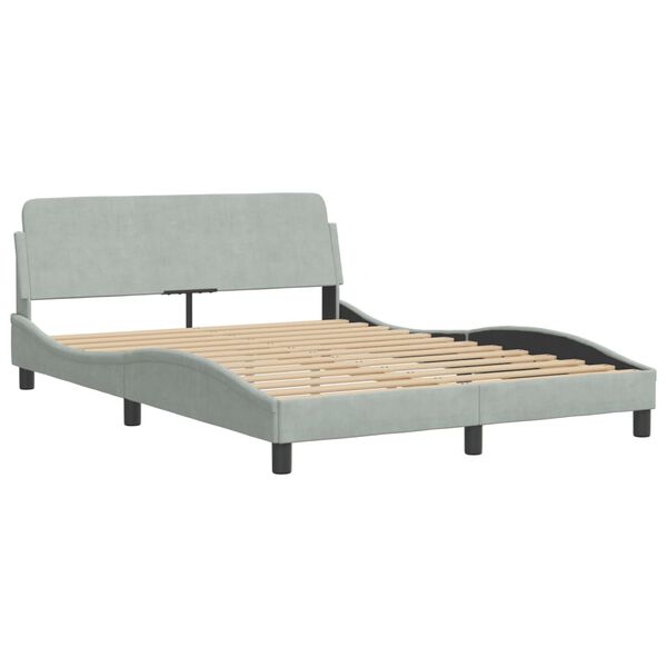 vidaXL Bett mit Matratze "Dover" Hellgrau 140x190 cm Samt