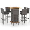 vidaXL 9-tlg. Gartenbar-Set mit Kissen Poly Rattan Grau