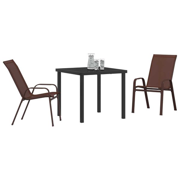 vidaXL Garten Essgruppe 3 pcs Braun und Schwarz