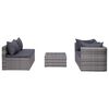 vidaXL 9-tlg. Garten-Lounge-Set mit Kissen Poly Rattan Grau