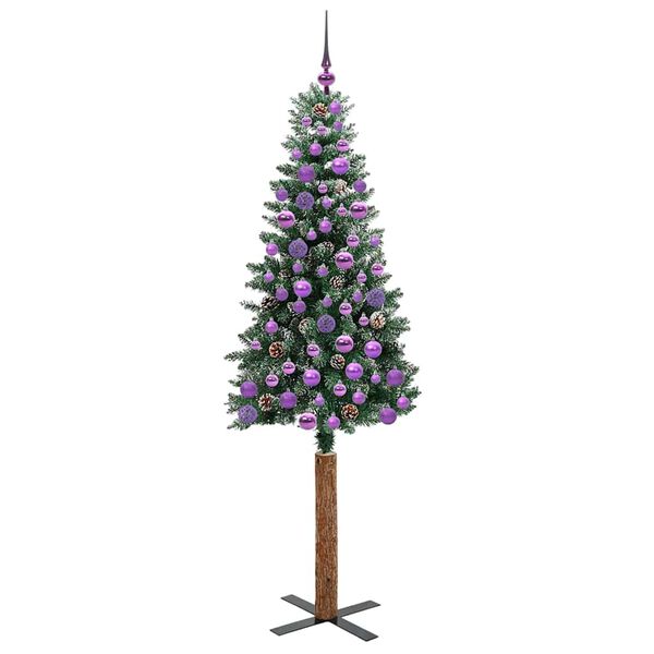 vidaXL Schlanker Weihnachtsbaum mit 300 LEDs mit St&auml;nder Gr&uuml;n 180 cm