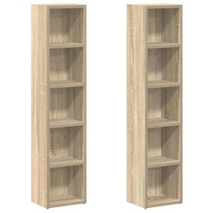vidaXL CD-Regale 2 Stk. Sonoma-Eiche 21x16x93,5 cm Holzwerkstoff
