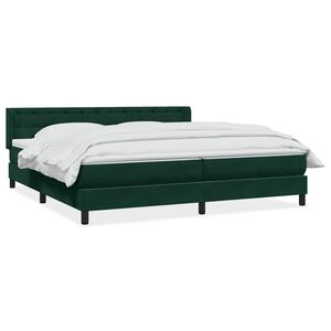 vidaXL Boxspringbett mit Matratze Dunkelgr&uuml;n 180x220 cm Samt