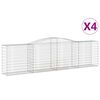 vidaXL Gabionen mit Hochbogen 4 Stk. 400x50x100/120cm Verzinktes Eisen