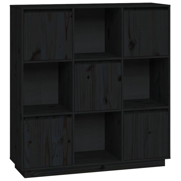 vidaXL Highboard Schwarz 110,5x35x117 cm Massivholz Kiefer
