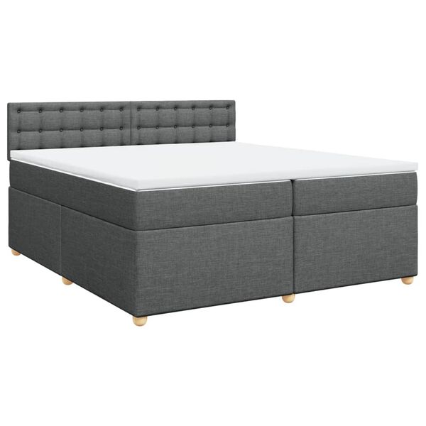 vidaXL Boxspringbett mit Matratze Dunkelgrau 200x200 cm Stoff