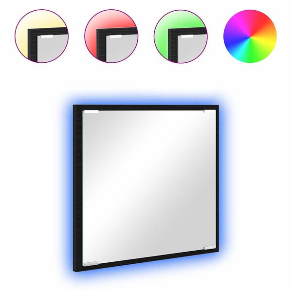 vidaXL LED Badezimmer Spiegel Schwarz Eichen-Optik 40 x 8,5 x 37 cm