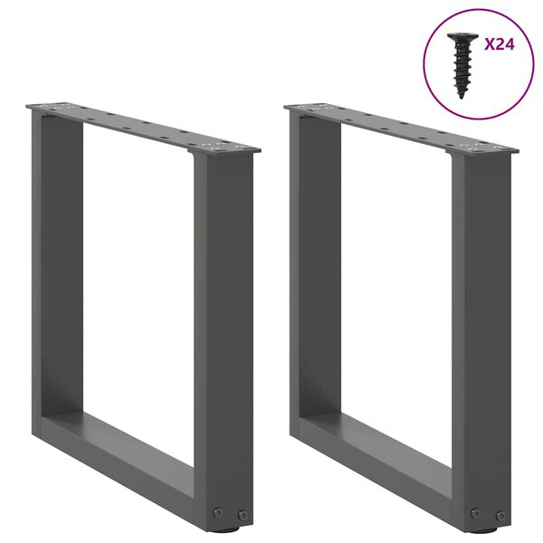 vidaXL Couchtischbeine U-Form 2 Stk. Anthrazit 50x(42-43) cm Stahl