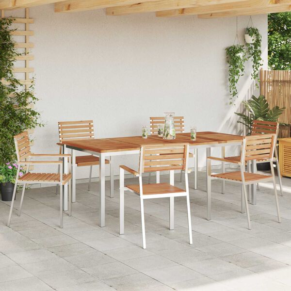 vidaXL Garten Essgruppe 7 pcs Braun Massivholz Teak