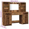 vidaXL Schminktischset mit LED mit Regal 3 pcs Altholz Holzwerkstoff