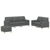 vidaXL 3-tlg. Sofagarnitur mit Kissen Dunkelgrau Stoff