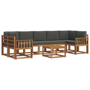 vidaXL Outdoor-Sofagarnitur mit Kissen 8 pcs Natur und Anthrazit