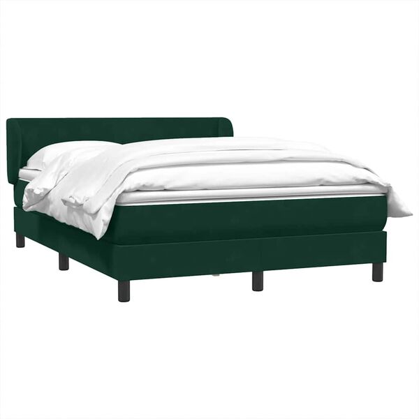 vidaXL Boxspringbett mit Matratze Dunkelgr&uuml;n 160x220 cm Samt