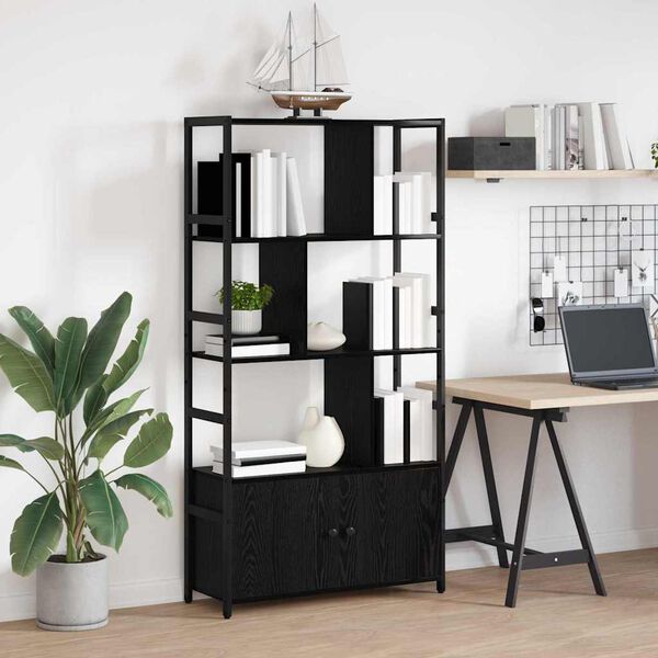 vidaXL B&uuml;cherregal Schwarz Eichen-Optik 80 x 30 x 155,5 cm