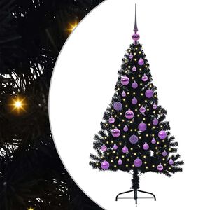 vidaXL K&uuml;nstlicher vorbeleuchteter Weihnachtsbaum Schwarz 120 cm PVC