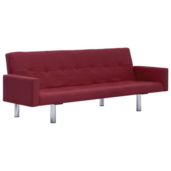 vidaXL Schlafsofa mit Armlehnen Weinrot Polyester