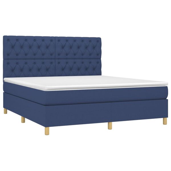 vidaXL Boxspringbett mit Matratze Blau 160x200 cm Stoff