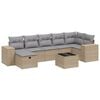 vidaXL 8-tlg. Garten-Sofagarnitur mit Kissen Beige Poly Rattan