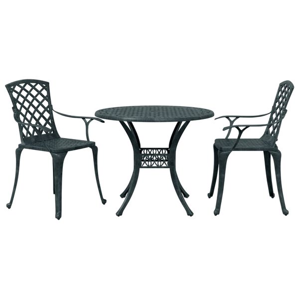 vidaXL 3-tlg. Bistro-Set Gr&uuml;n Aluminiumguss