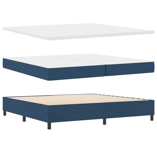 vidaXL Boxspringbett mit Matratze mit Kopfteil Blau 200 x 200 cm Stoff