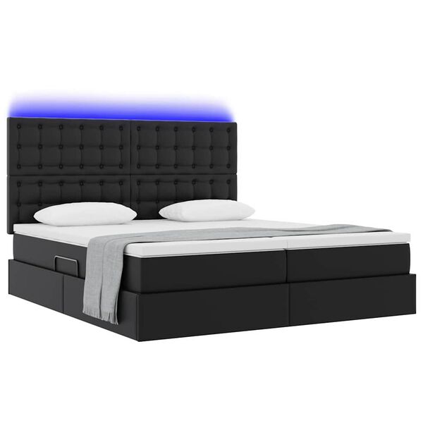 vidaXL Bett mit Stauraum und LED Schwarz 200 x 200 cm Kunstleder