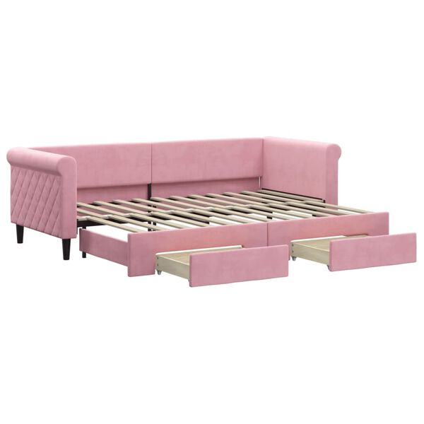 vidaXL Tagesbett Ausziehbar mit Schubladen Rosa 80x200 cm Samt