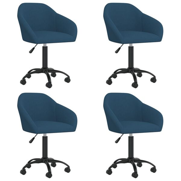 vidaXL Esszimmerst&uuml;hle 4 Stk. Drehbar Blau Samt