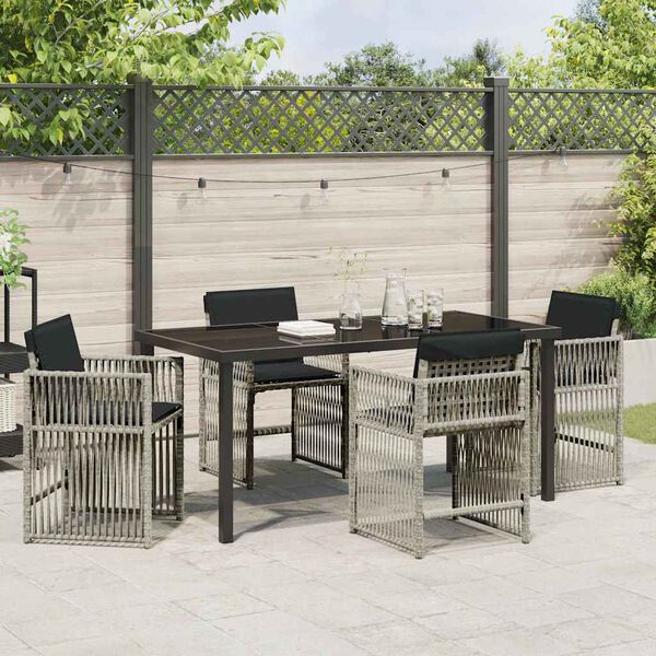 vidaXL Garten Essgruppe 5 pcs Hellgrau Poly-Rattan
