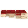 vidaXL 11-tlg. Garten-Lounge-Set mit Kissen Gr&uuml;n Impr&auml;gniertes Holz