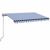 vidaXL Automatische Markise mit LED Windsensor 350x250 cm Blau Wei&szlig;