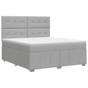 vidaXL Boxspringbett mit Matratze Hellgrau 180 x 200 cm Stoff
