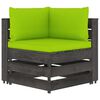 vidaXL Modulares Ecksofa mit Kissen Grau Impr&auml;gniertes Holz