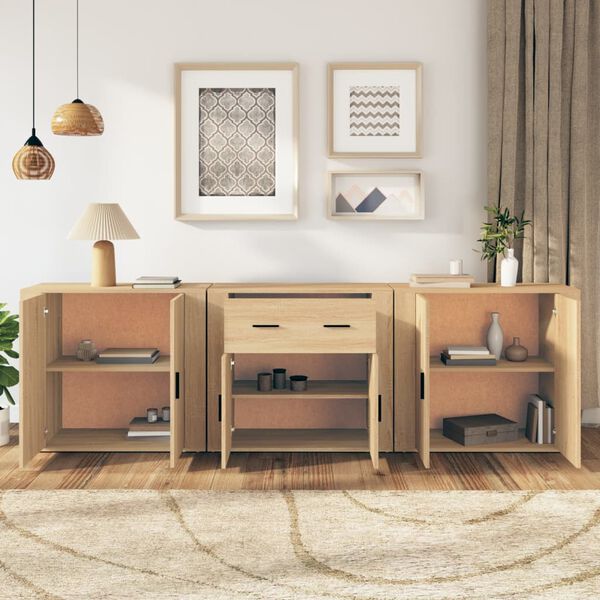 vidaXL Sideboards 3 Stk. Sonoma-Eiche Holzwerkstoff