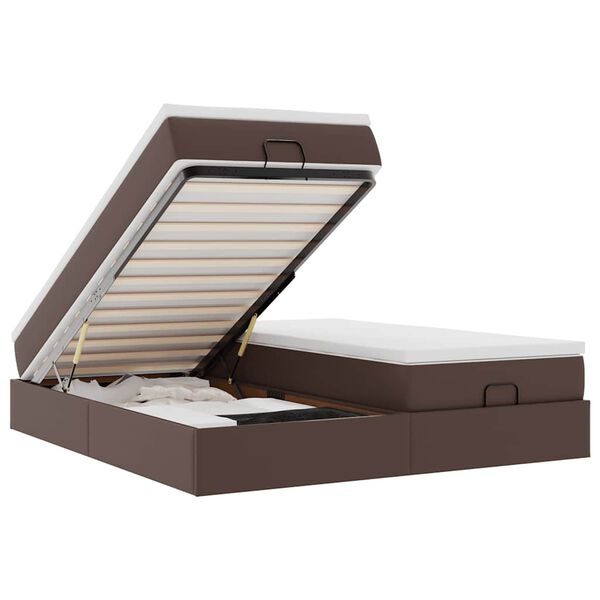 vidaXL Ottoman-Bett mit Matratzen Braun 180x200 cm Kunstleder