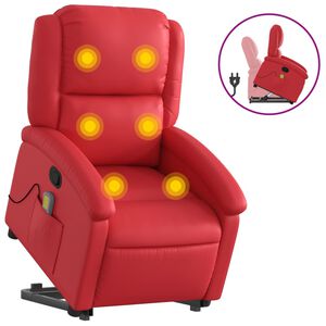 vidaXL Massagesessel mit Aufstehhilfe Rot Kunstleder