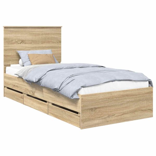 vidaXL Bettrahmen Sonoma-Eiche 90 x 190 cm Ingenieurs Holz